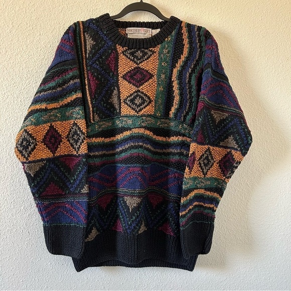 Nothern Isle Other - Northern Isle VTG Men’s Knit Sweater Large Hand Knit Artsy Retro 80s Grandpa